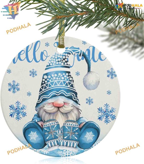 Winter Gnomes 2023 Blue Snowflake Ornaments, Family Christmas Tree Decor