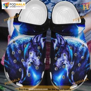 Wolf Under The Light Shoes Crocs, Awesome Wolf World Wonderful Christmas