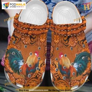 Wood Flower Chicken Pattern Crocs, Comfortable and Pretty, Stylish Design