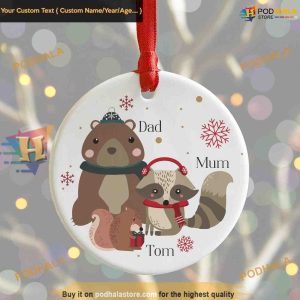 Woodland Animal Christmas Ornament, Personalized Family Decor