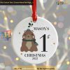 Woodland Bear 1st Christmas Ornament, Personalized Xmas Tree Decor