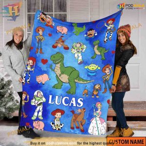 Woody & Buzz Lightyear Wrap Custom Name Blanket, Movie-Themed Christmas Gifts
