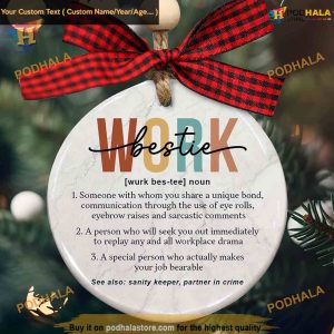 Work Bestie 2023 Ceramic Ornament, Funny Christmas Ornaments