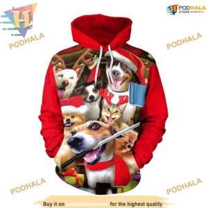 Xmas Dog Party 3D Hoodie, Funny Christmas Gift Ideas