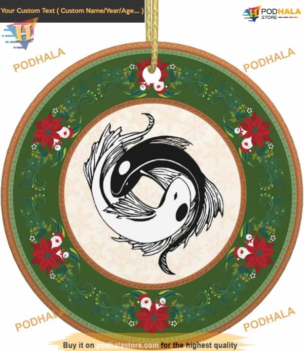 Yin Yang Koi Fish Ornaments, Family Christmas Tree Unique Decor