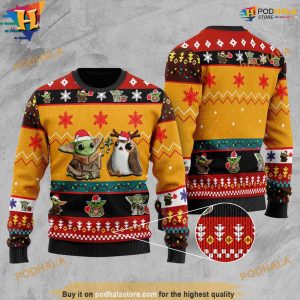 Yoda Funny Xmas Sweater, Star Wars Themed Family Ugly Christmas Sweater