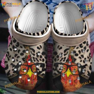 Zipper Leopard & Chicken Lover Crocs, Unique Classic Clog Design