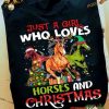 just a girl who loves horses and Christmas pine tree Shirt
