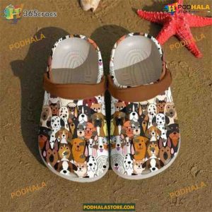 3D Printed Doodles Dog Crocs, Unique Water Shoes for Pet Enthusiasts
