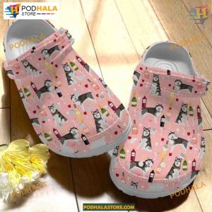 Alaskan Malamute And Wine Shoes, Dog Party Happy Crocs, Drink Themed