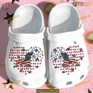 America Flag Heart Dachshund Crocs, Patriotic Dog Lover Footwear