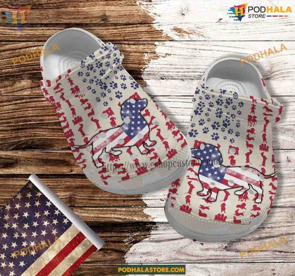 American Flag Dachshund Crocs, Perfect Independence Day Gift