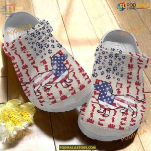 American Flag Dachshund Crocs, Perfect for 4th of July Celebrations