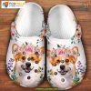 Artful Corgi Dog Flower 3D Printed Crocs, Unique Animal Lover Footwear