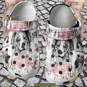 Australian Shepherd Floral Dog Crocs, Perfect Gift for Dog Enthusiasts