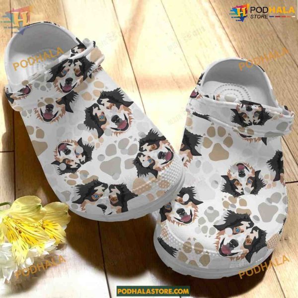 Australian Shepherd Flower Crocs, Classic Clog Design for Dog Lovers