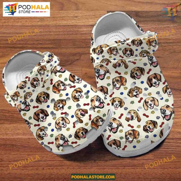 Beagle Head Pattern Comfortable Clogs, Ideal Gift for Beagle Dog Lovers