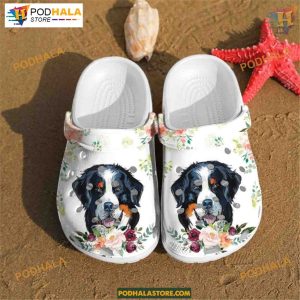 Bernese Mountain Dog Blossom Flower Crocs, Bernerse Mountain Lover Gift