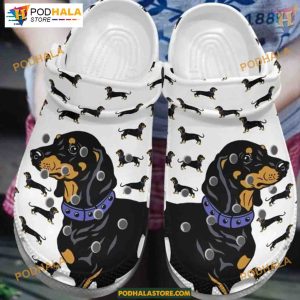 Black Dachshund Puppy Crocs, White Dachshund Lovers Gift, Stylish Shoes