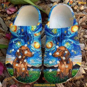 Blue Sky Crocs with Dachshund Design, Gifts for Weiner Dog Lovers