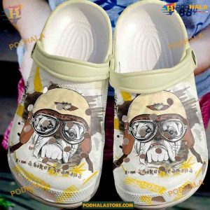 Bulldog A Biker Crocs, Edgy Bulldog Themed Clogs for Riders