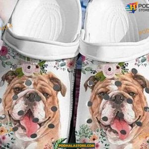 Bulldog Flower Crocs Crocband, Comfortable Dog Crocs for All