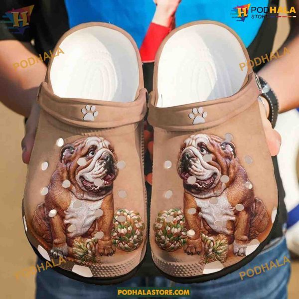 Bulldog Love My Crocs, Classic Clogs for Bulldog Admirers