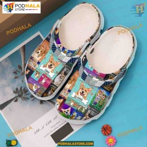 Charming Corgi with Bones Crocs, Perfect Birthday Gift for Corgi Aficionados