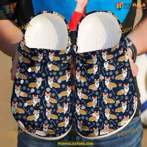 Christmas Pattern Corgi Dog Crocs, Festive Choice for Men and Women