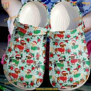 Christmas Pattern Dachshund Crocs, Great Presents for Dachshund Devotees
