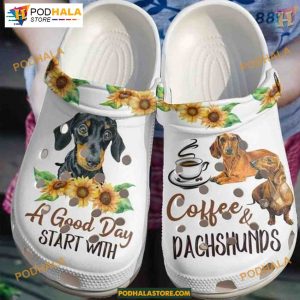Coffee & Dachshund Crocs, Perfect Day Starter Gift for Dachshund Lovers
