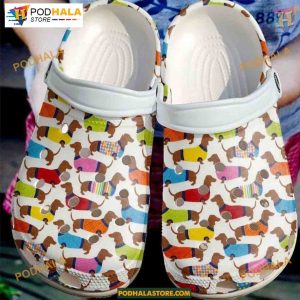 Colorful Dachshund Dog Crocband Clogs, Comfortable Footwear for Dog Lovers