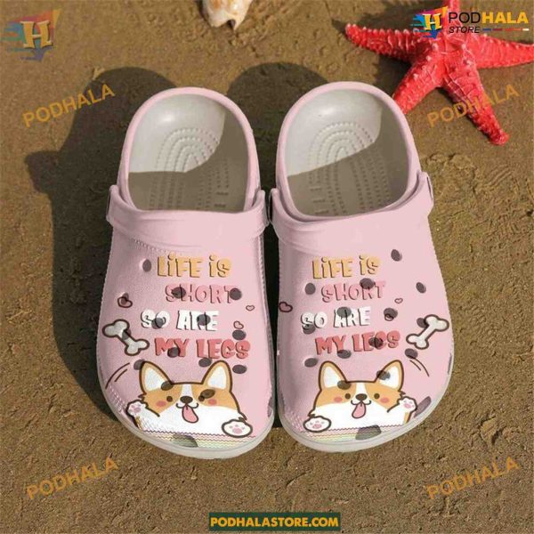 Corgi Life is Short Motif Crocs, Classic, Comfy Clogs for Daily Wear