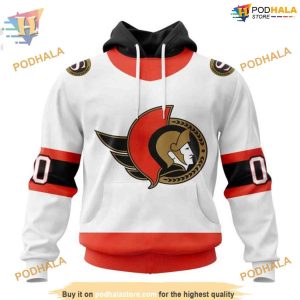 Custom 2023 Away Kits NHL Ottawa Senators Hoodie 3D 1
