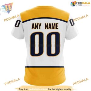Custom 2023 Away With 25th Anniversary Logo NHL Nashville Predators Hoodie 3D 4