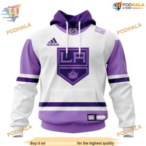 Custom 2023 Hockey Fight Cancer NHL Los Angeles Kings Hoodie 3D 1