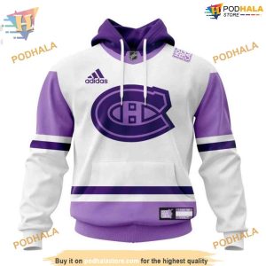 Custom 2023 Hockey Fight Cancer NHL Montreal Canadiens Hoodie 3D 1