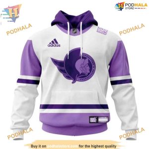 Custom 2023 Hockey Fight Cancer NHL Ottawa Senators Hoodie 3D 1