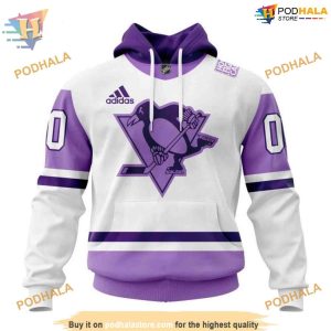 Custom 2023 Hockey Fight Cancer NHL Pittsburgh Penguins Hoodie 3D 1