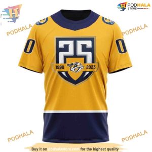 Custom 2023 Home With 25th Anniversary Logo NHL Nashville Predators Hoodie 3D 3
