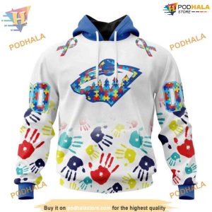 Custom Autism Awareness Design NHL Minnesota Wild Hoodie 3D 1