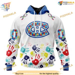 Custom Autism Awareness Design NHL Montreal Canadiens Hoodie 3D 1