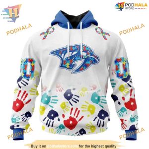 Custom Autism Awareness Design NHL Nashville Predators Hoodie 3D 1
