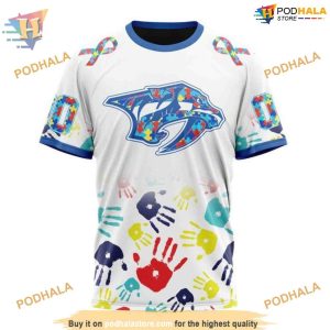 Custom Autism Awareness Design NHL Nashville Predators Hoodie 3D 3