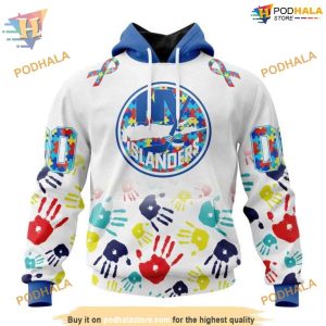 Custom Autism Awareness Design NHL New York Islanders Hoodie 3D 1