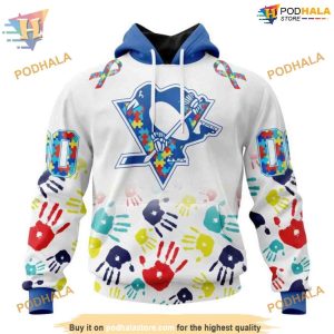 Custom Autism Awareness Design NHL Pittsburgh Penguins Hoodie 3D 1