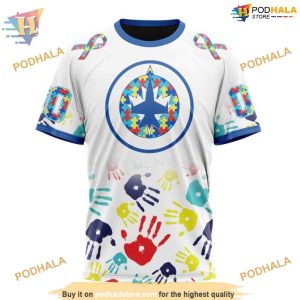 Custom Autism Awareness Design NHL Winnipeg Jets Hoodie 3D 3