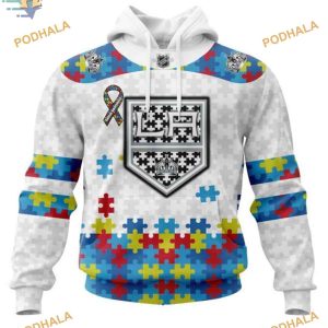 Custom Autism Awareness NHL Los Angeles Kings Hoodie 3D 1
