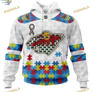 Custom Autism Awareness NHL Minnesota Wild Hoodie 3D 1