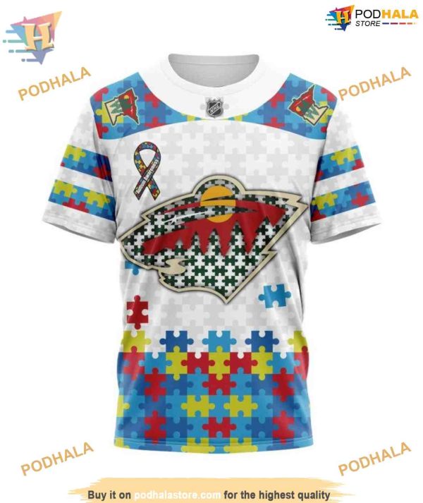 Custom Autism Awareness NHL Minnesota Wild Hoodie 3D